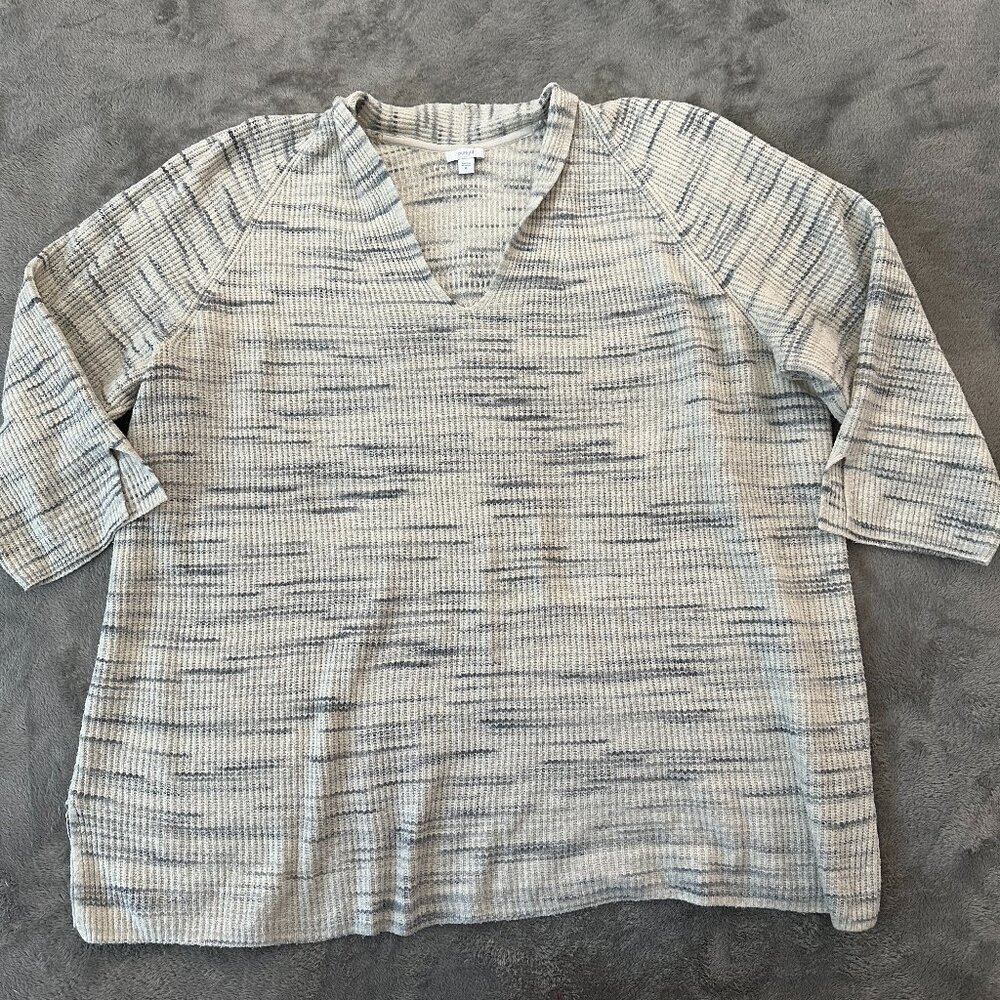 J Jill Pure Jill Oversized Sweater Women's size XL Gray Cream Chunky Knit